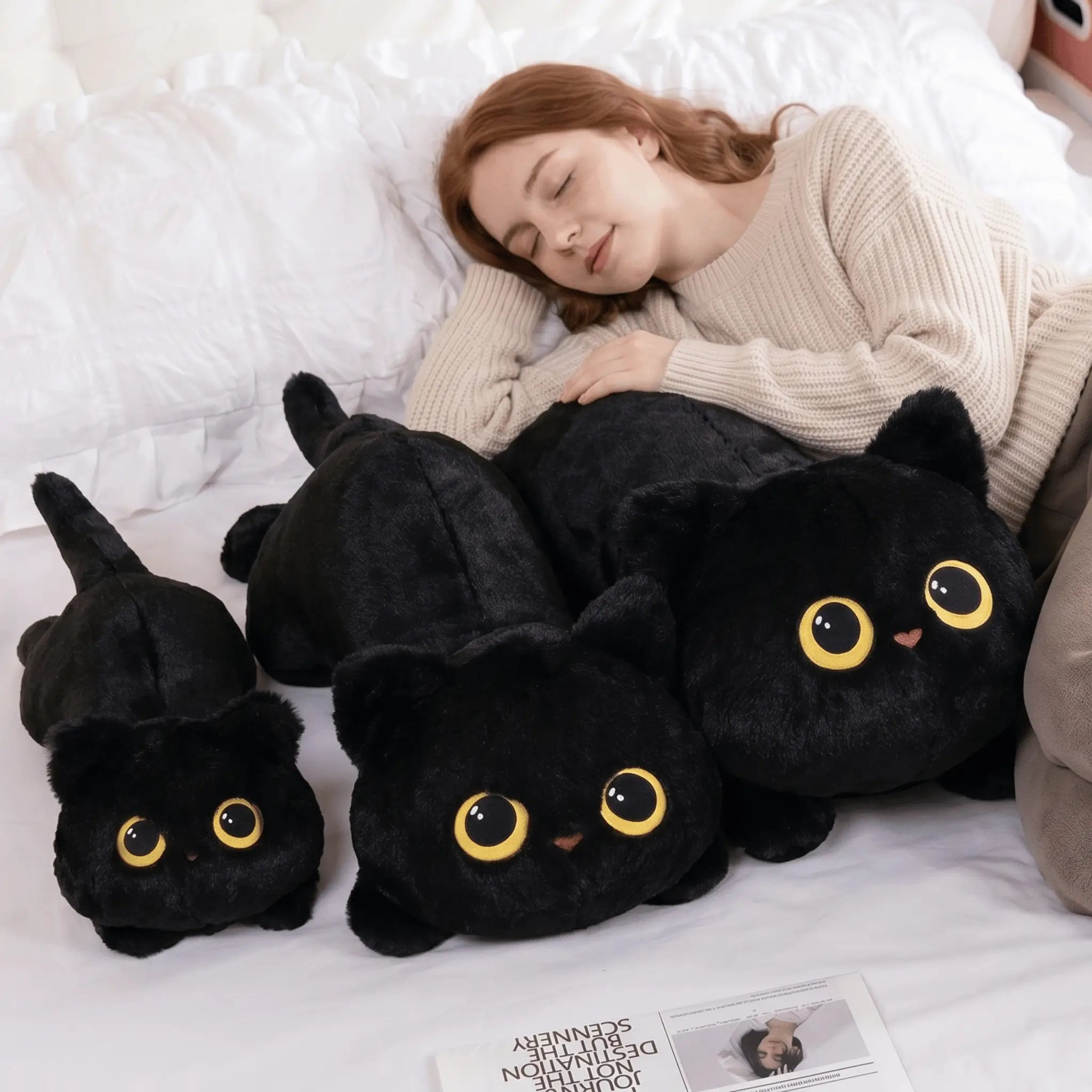 Cozy Lying Black Cat Snuggle Pillow