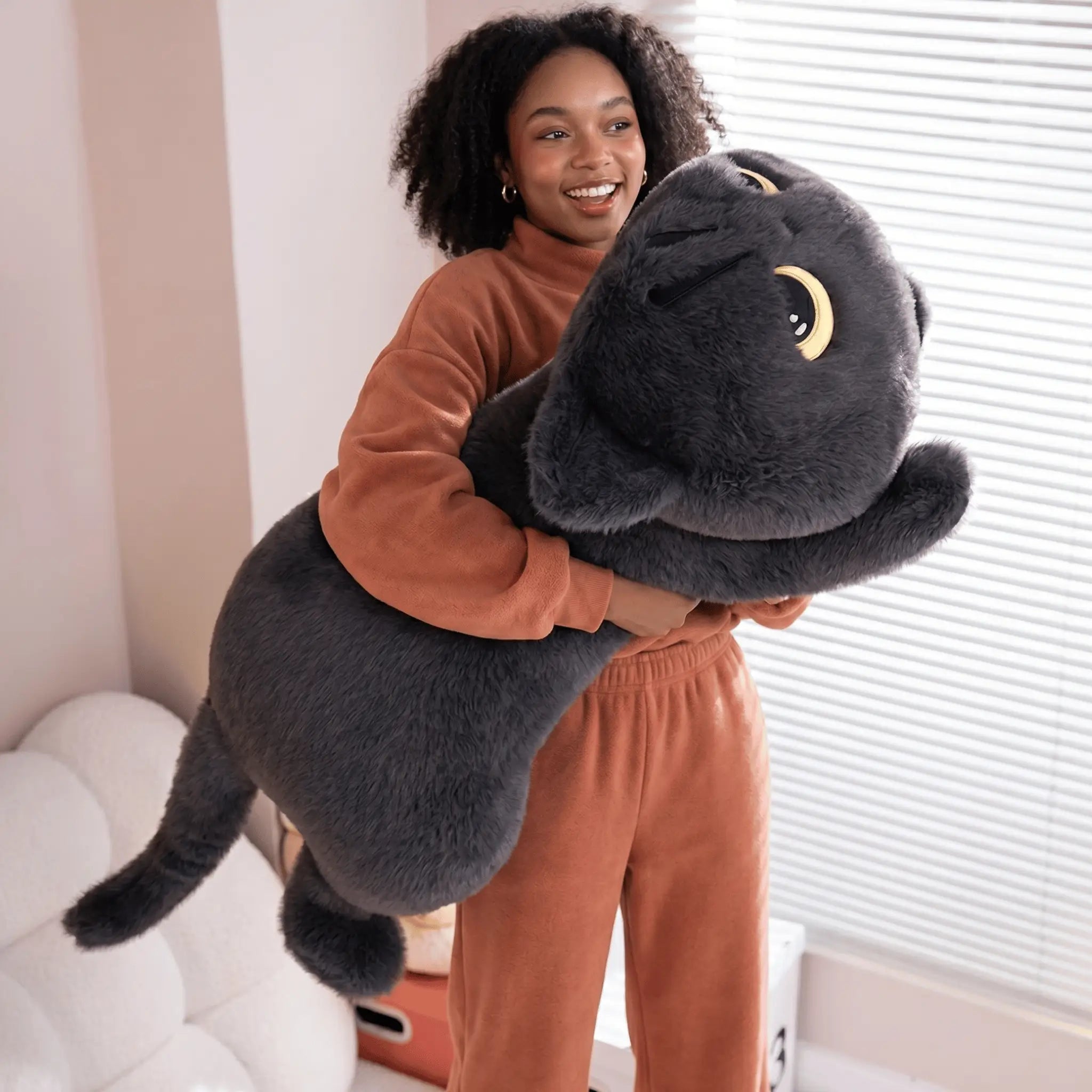Cozy Lying Black Cat Snuggle Pillow