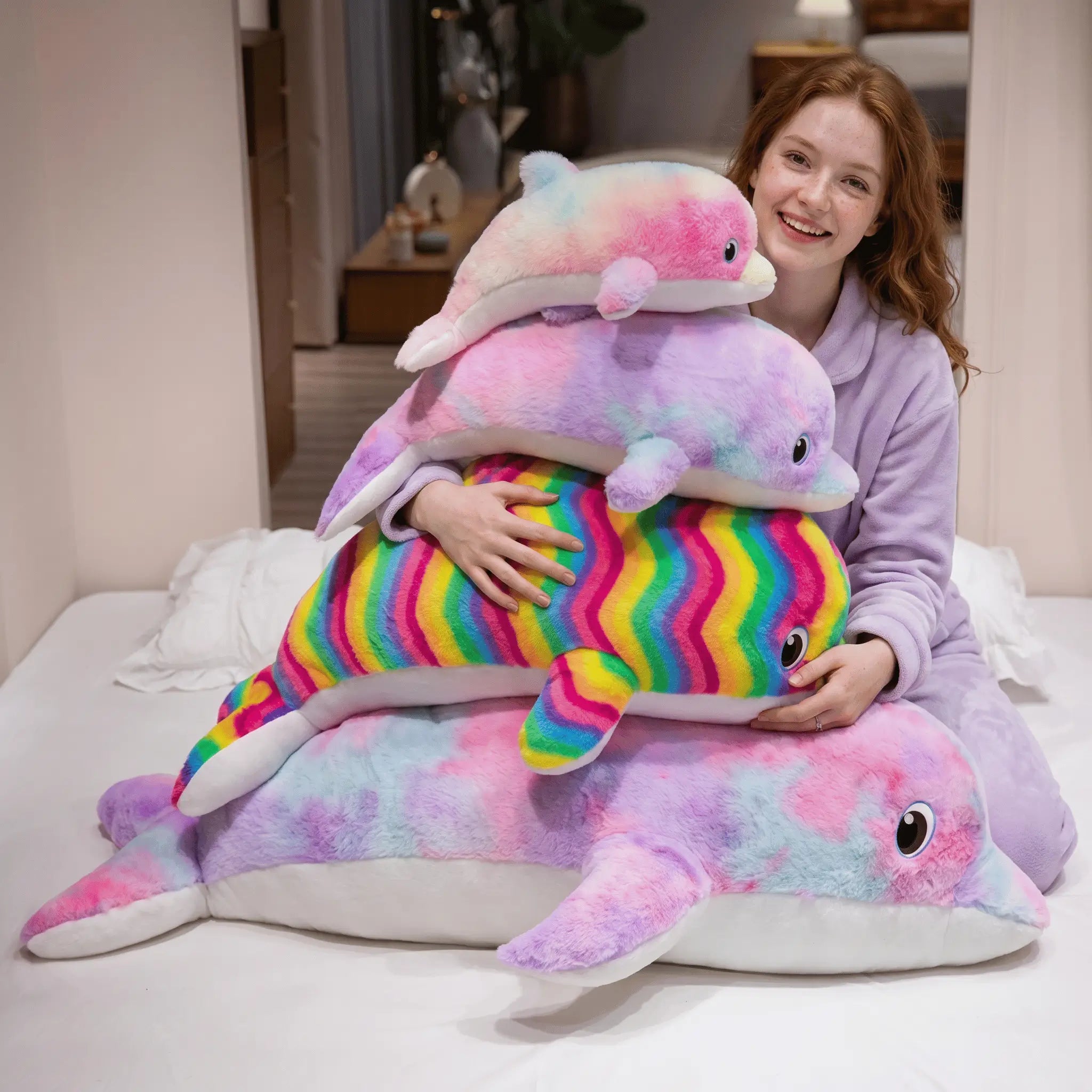 Dolphy the Giant Colorful Dolphin Snuggle Plush