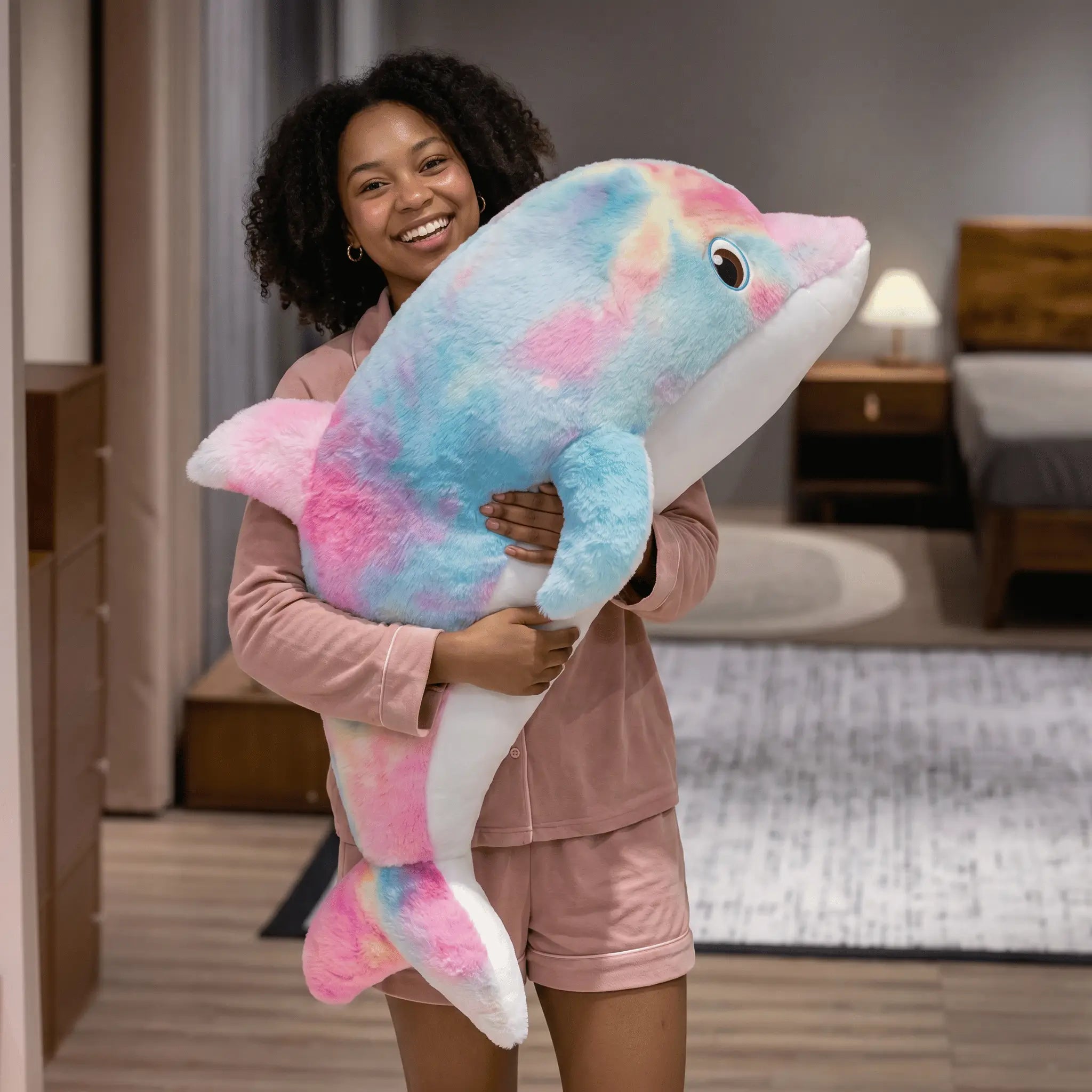 Dolphy the Giant Colorful Dolphin Snuggle Plush