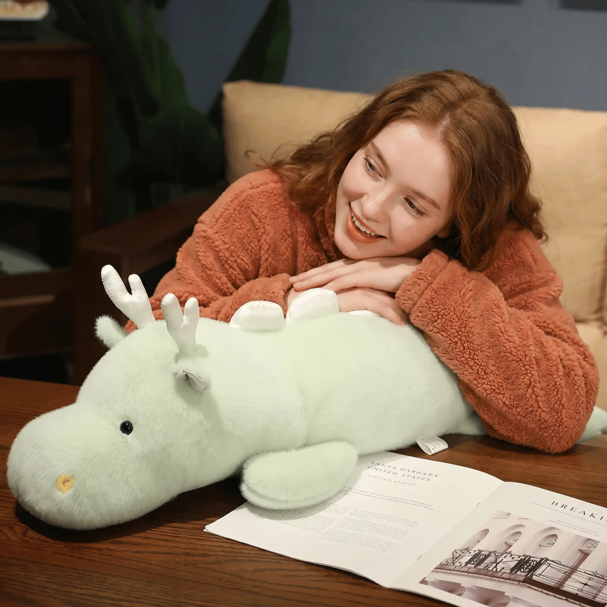 Drago the Giant Stuffed White Dragon Plush Pillow