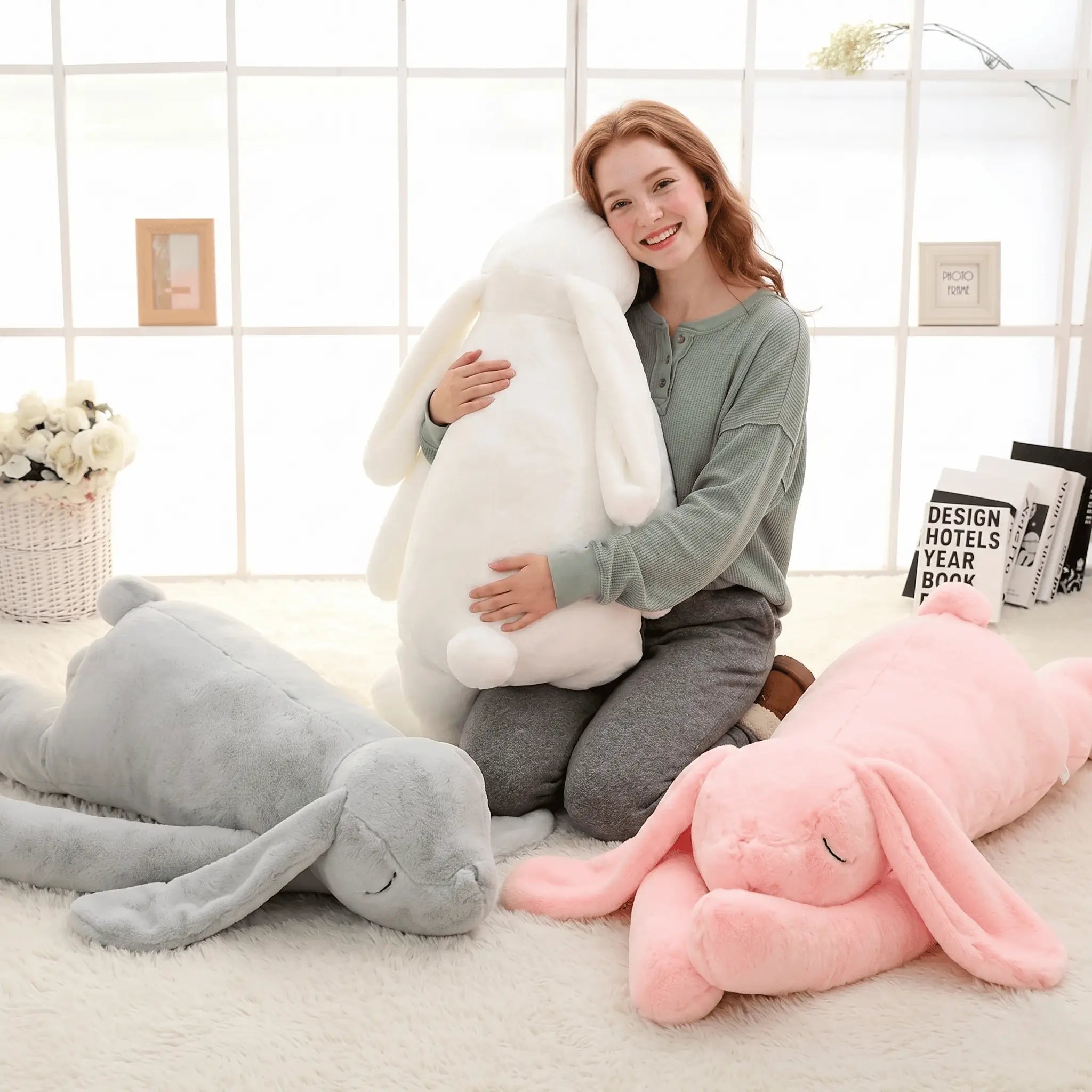 Fluffy the Giant Big Ear Bunny Snuggle Pillow