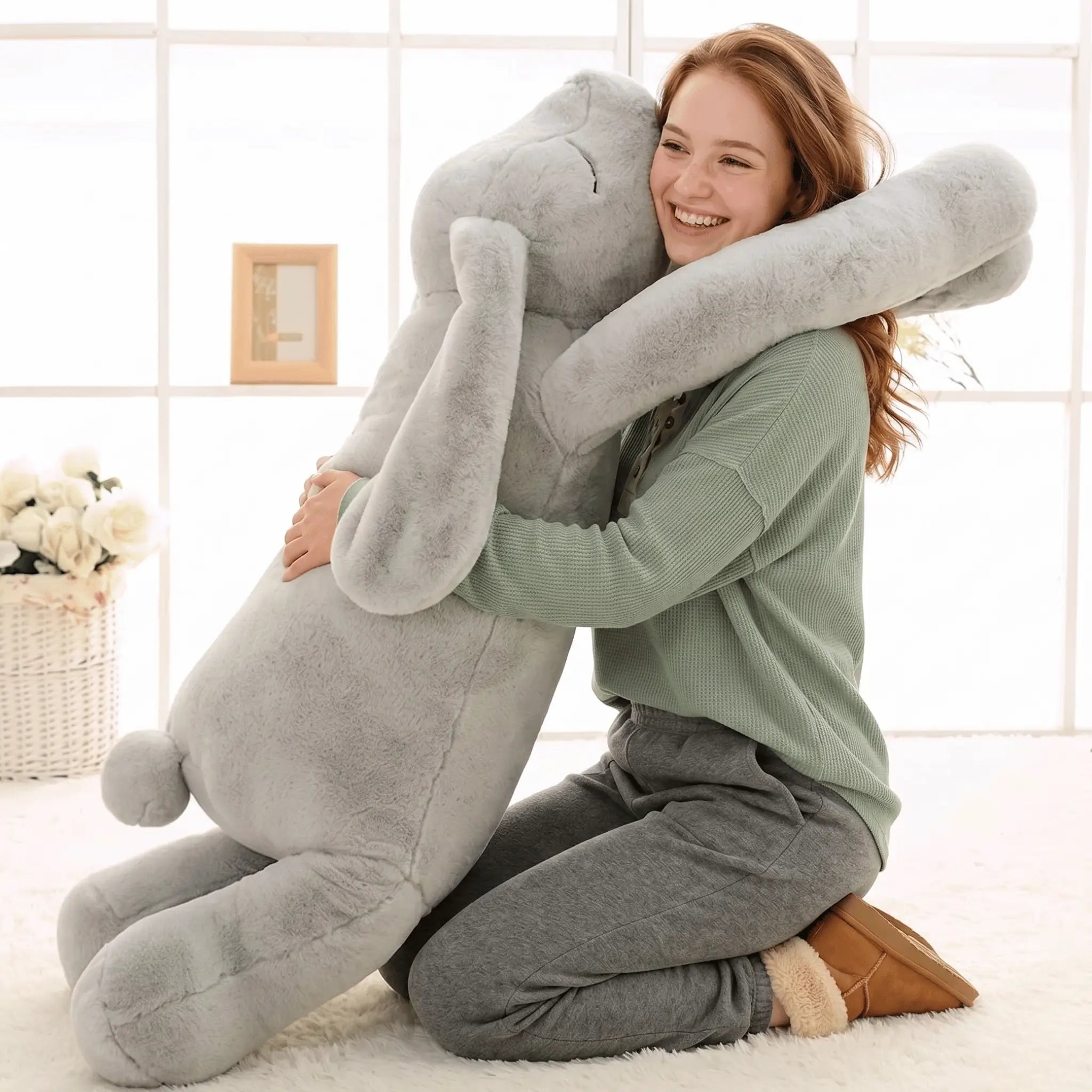Fluffy the Giant Big Ear Bunny Snuggle Pillow