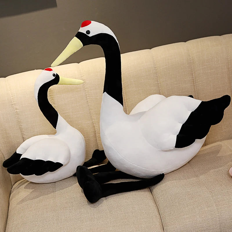 Grace the Lifelike Kawaii Red-Crowned Crane Snuggle Plushie