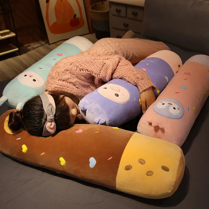 Snoozy Kawaii Bear Pig Penguin Long Bolster Plush