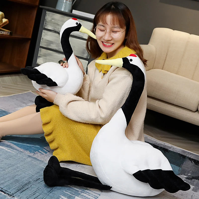 Grace the Lifelike Kawaii Red-Crowned Crane Snuggle Plushie