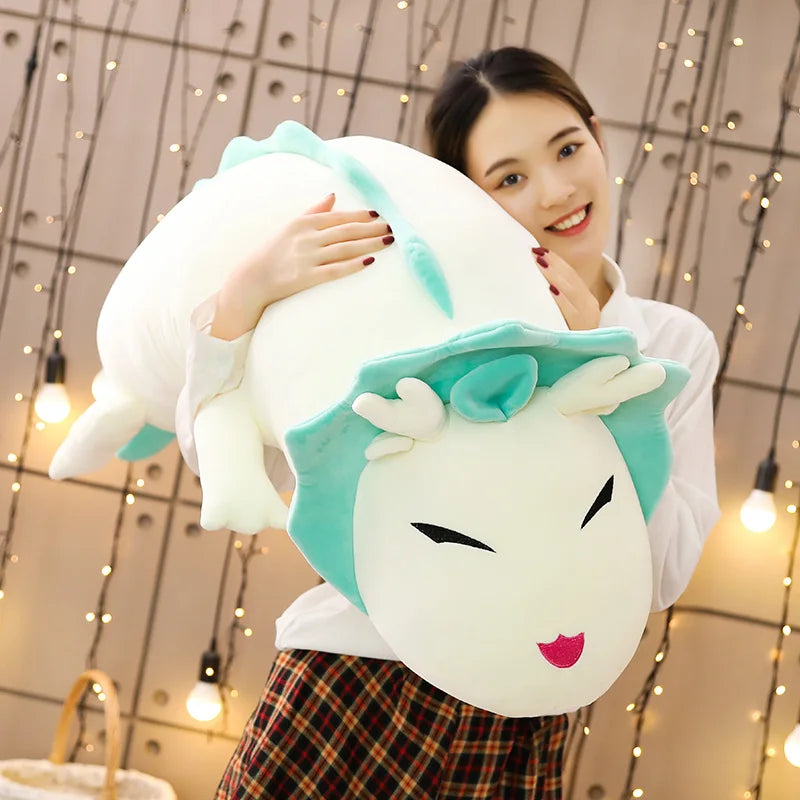 Drago the Kawaii Soft White Long Dragon Snuggle Plush Pillow