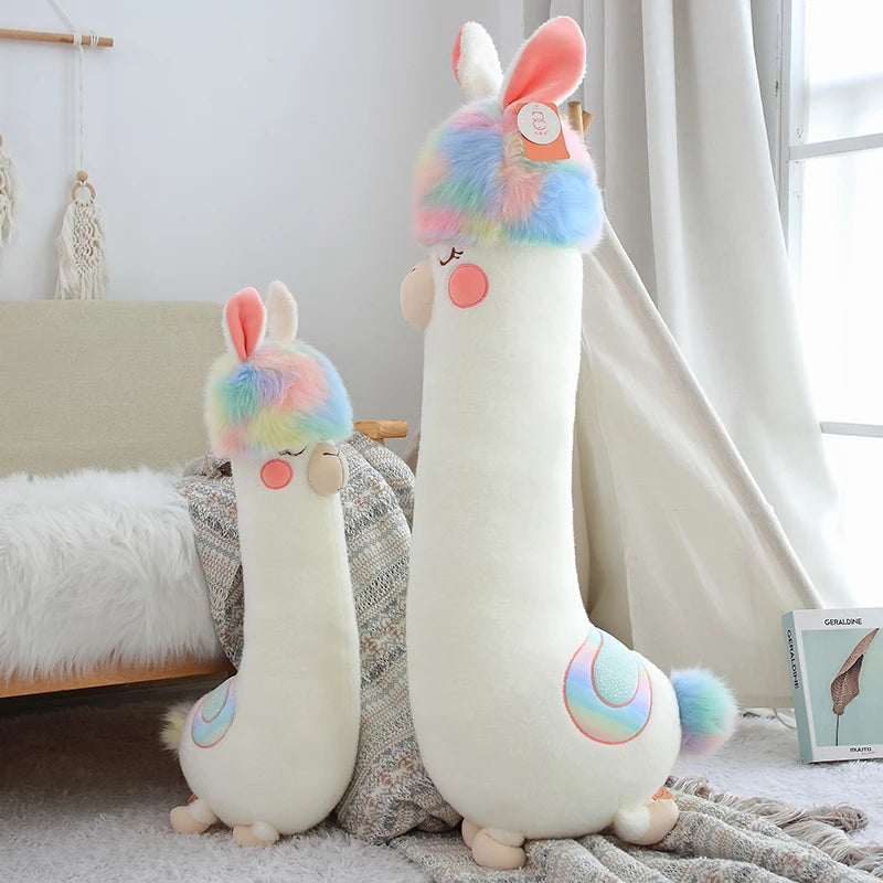 Fluffy the Colorful Alpaca Llama Sheep Plush Pillow