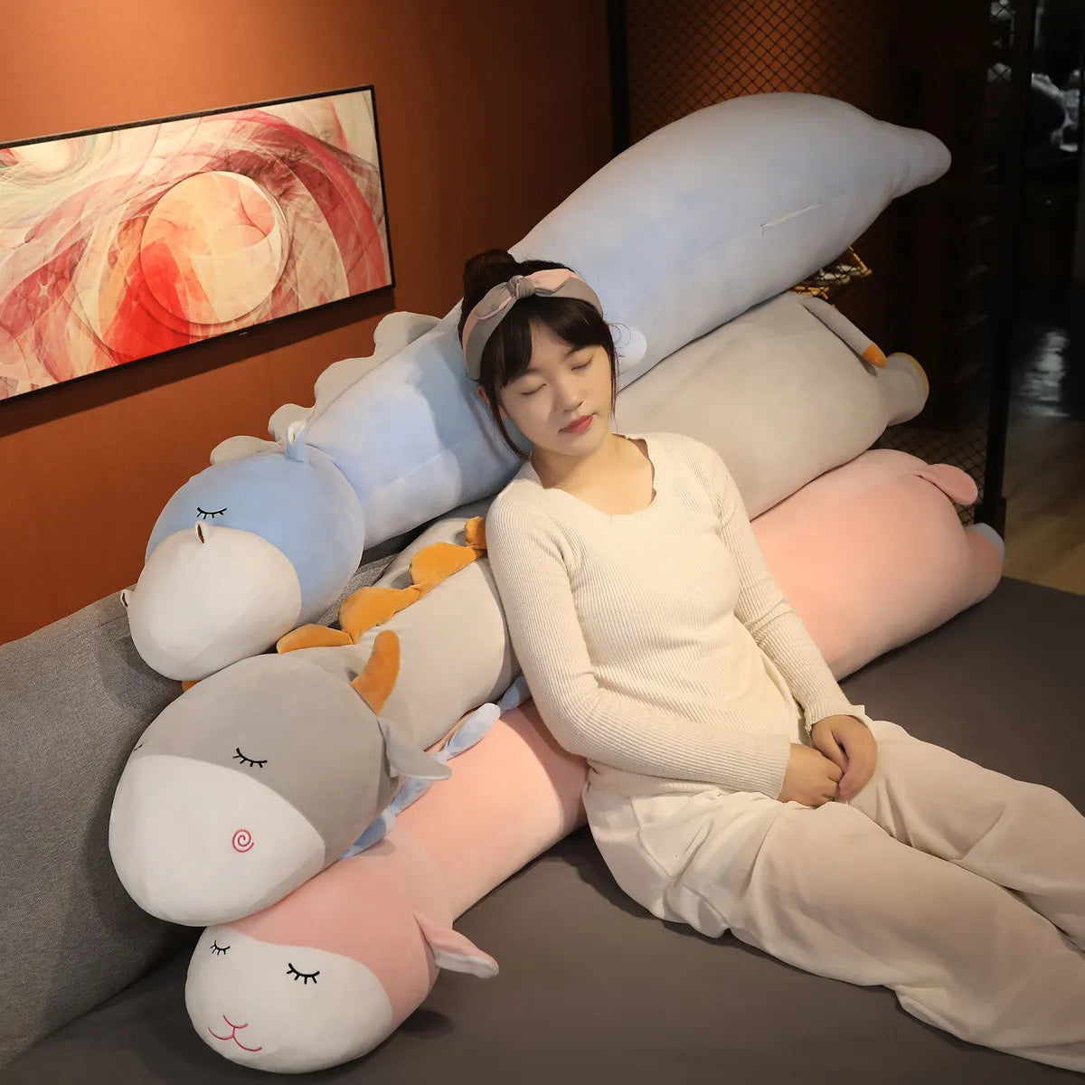 Long Snuggly Sleeping Lamb Plushie
