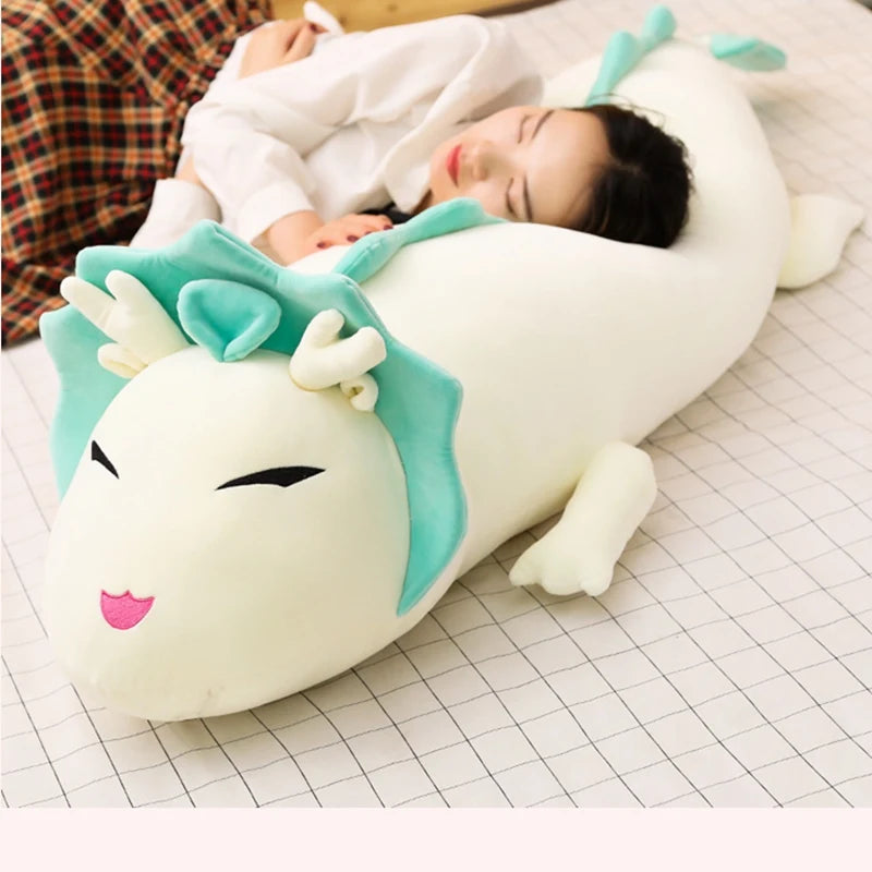Drago the Kawaii Soft White Long Dragon Snuggle Plush Pillow