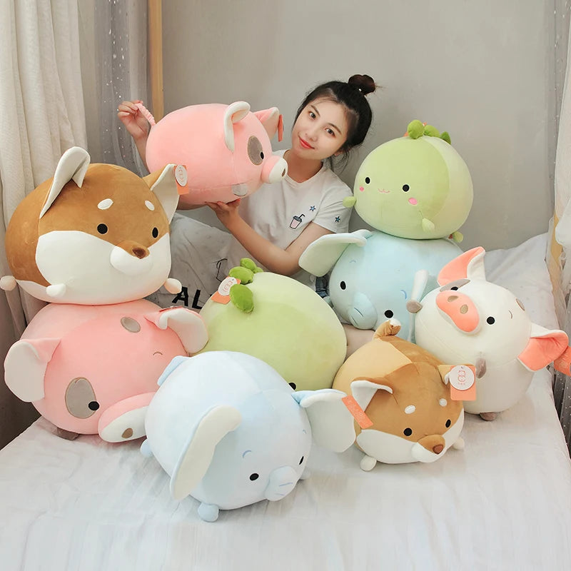 Pudgy the Chonky Round Pig Dino Dog Plush