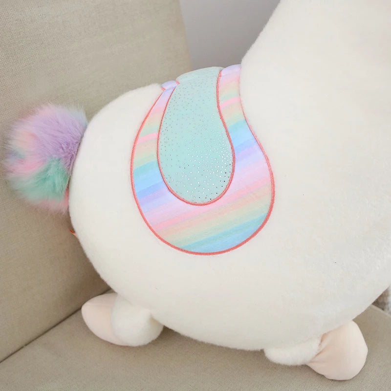 Fluffy the Colorful Alpaca Llama Sheep Plush Pillow