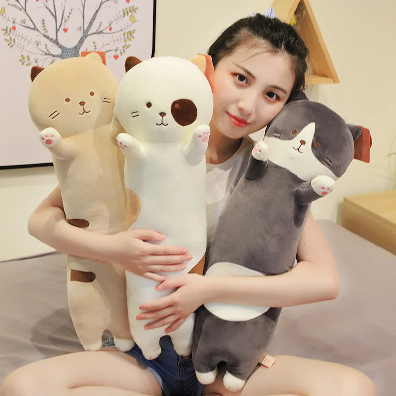 Noodle the Drowsy Long Cat Plush Pillow