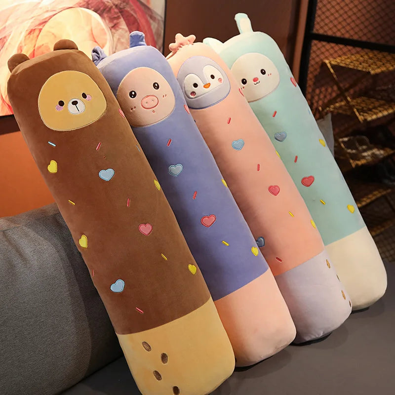 Snoozy Kawaii Bear Pig Penguin Long Bolster Plush