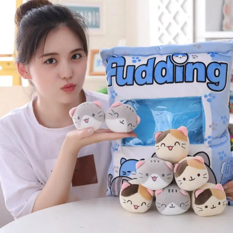 Mochi the Kawaii Mini Cat Snack Bag Plush Set