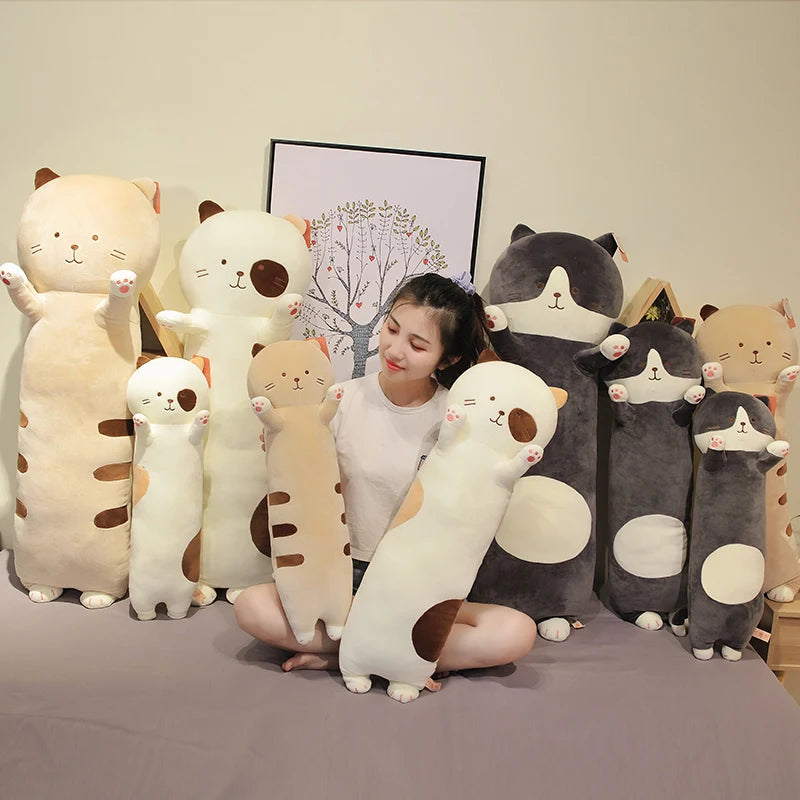 Noodle the Drowsy Long Cat Plush Pillow