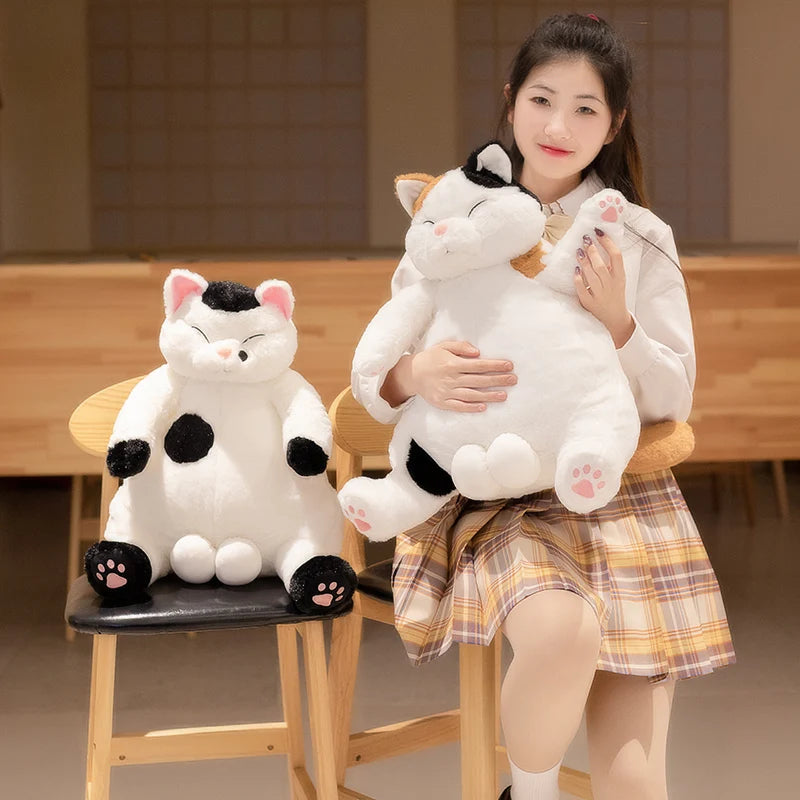 Lazy Chonky Fat Kawaii Cat Snuggle Plush Pillow