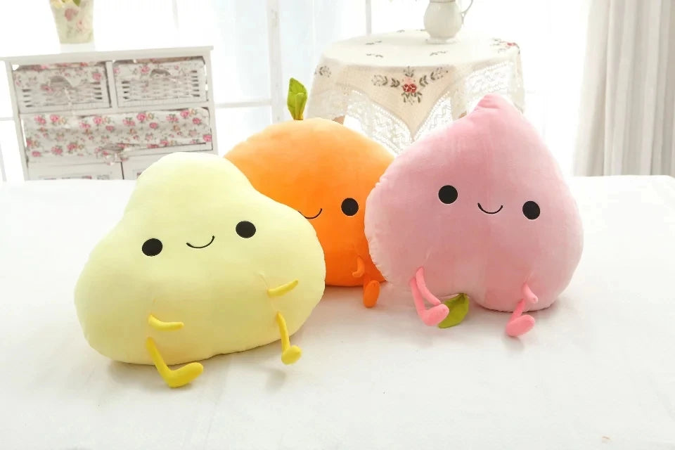 Peachy the Kawaii Fruit Peach Mango Pear Snuggle Plush Pillow