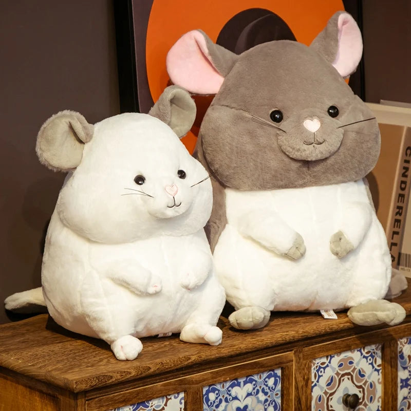 Hammy the Adorable Kawaii Grey White Hamster Snuggle Plushie