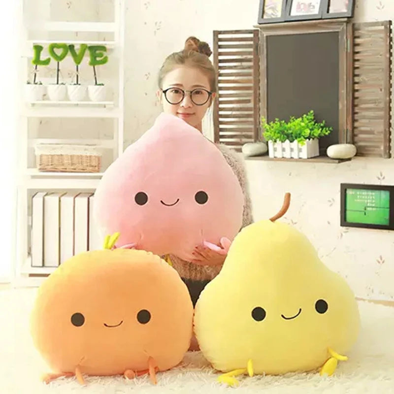 Peachy the Kawaii Fruit Peach Mango Pear Snuggle Plush Pillow
