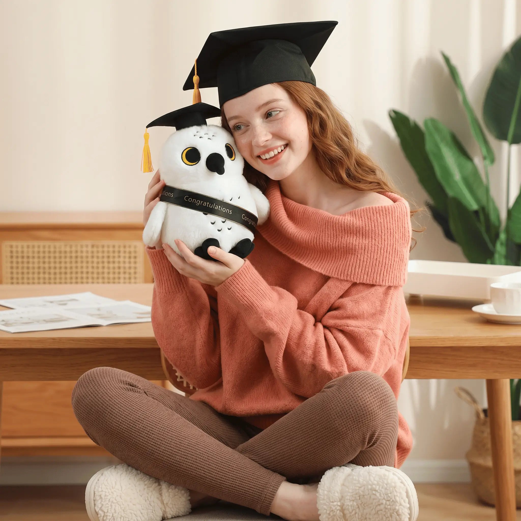 Hootie the Scholarly Kawaii Graduate Owl Snuggle Plushie
