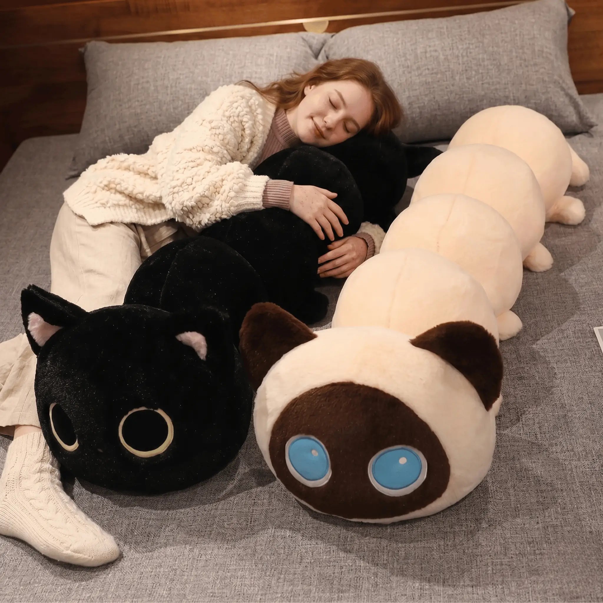 Luna the Sleeping Black Cat Long Pillow