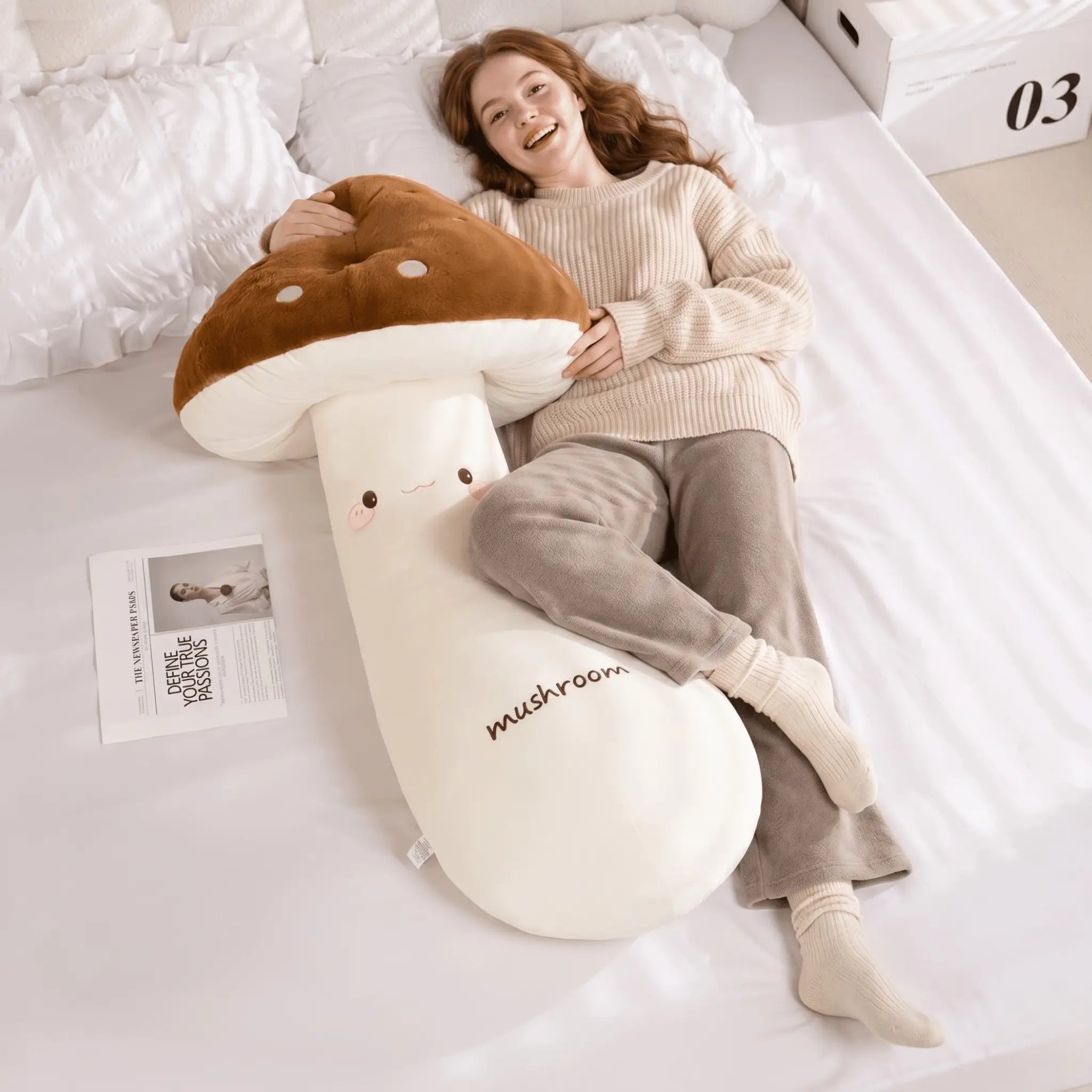 Mushy the Long Strip Mushroom Leg Pillow Plush
