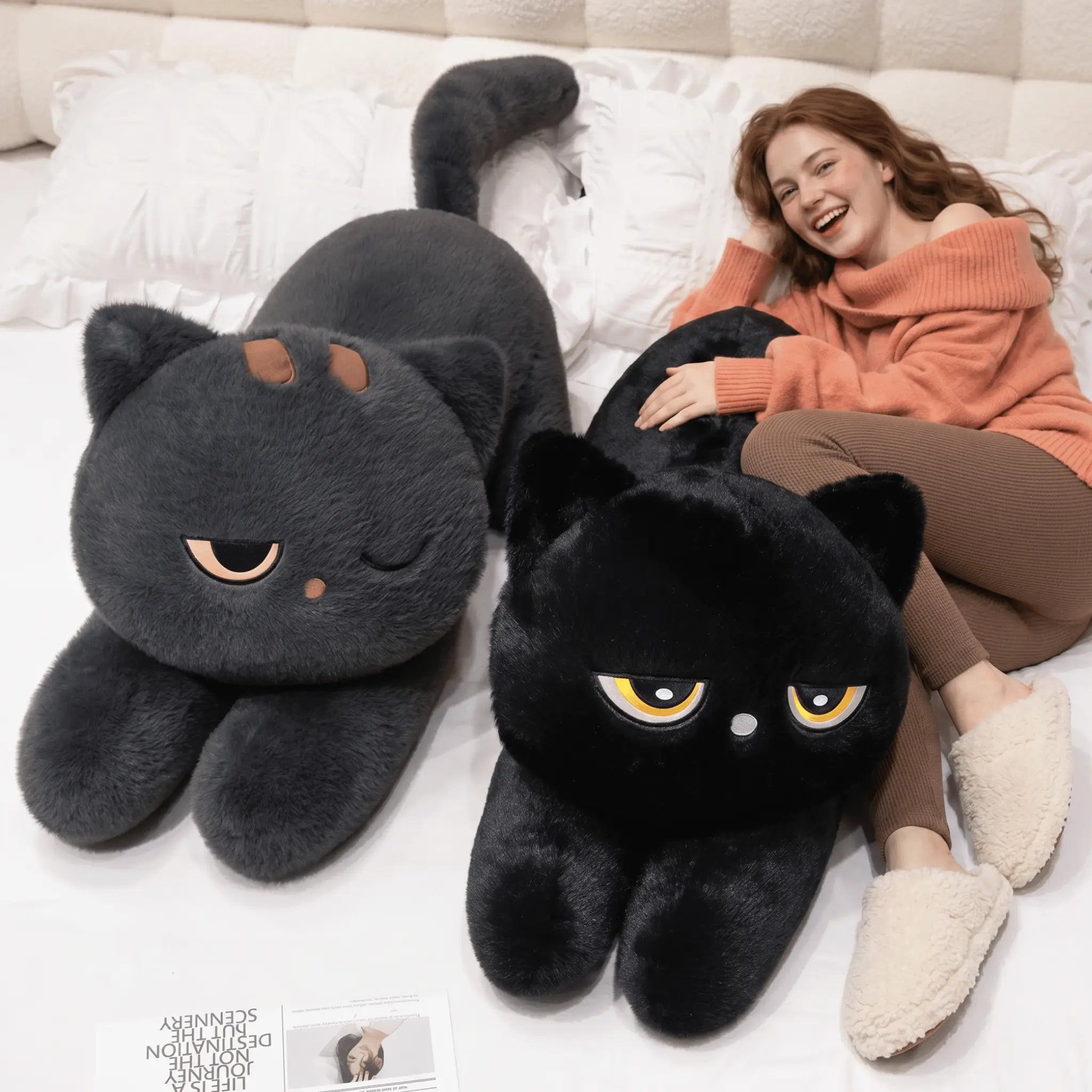 Nyx the Sleepy Black Cat Snuggle Pillow