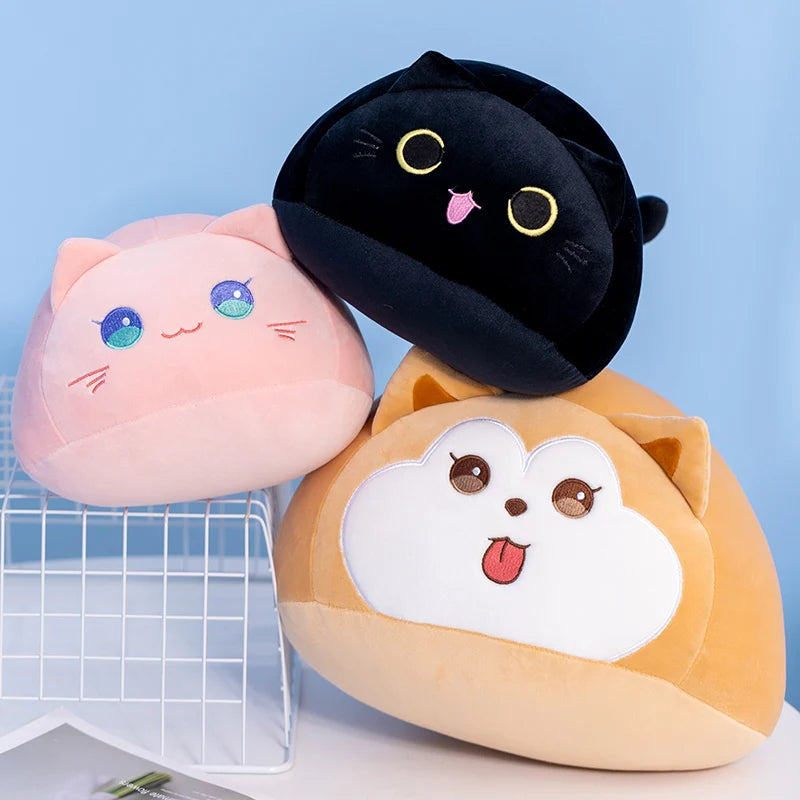 Shadow the Round Ball Black Cat Shiba Inu Plush Pillow