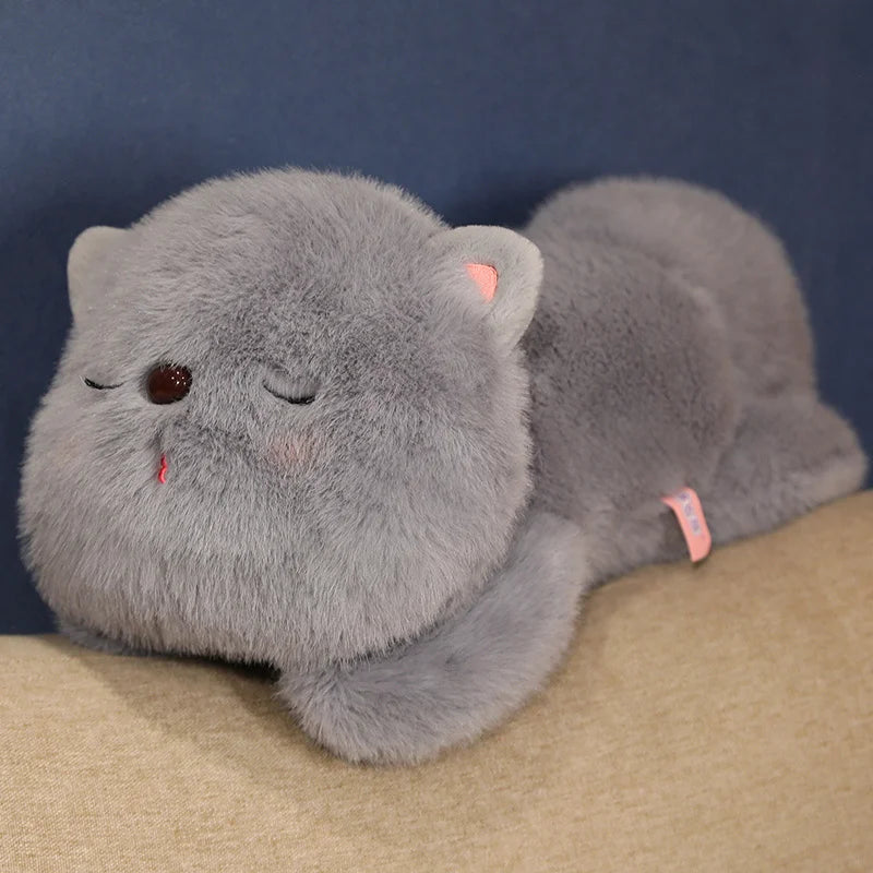 Luna the Long Lying Soft White Cat Plush Pillow