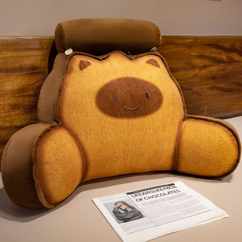 Toasty Kawaii Bread Cat Capybara Triangle Backrest Pillow
