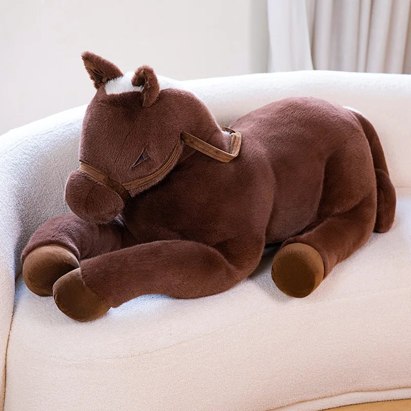 Midnight the Sleek Black Horse Kawaii Plush Pillow