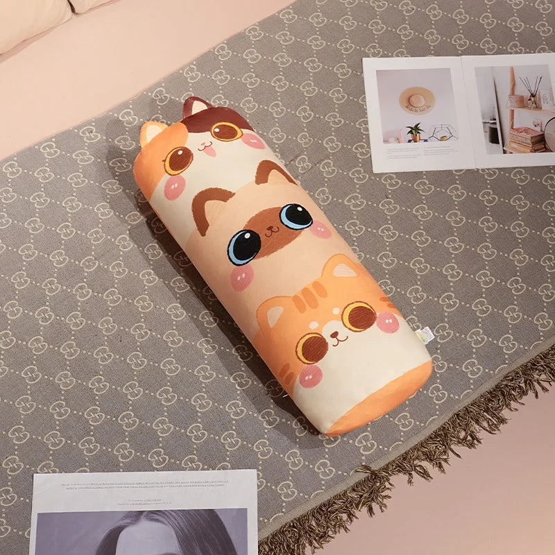 Napping Printed Kawaii Cat Plushie Pillow