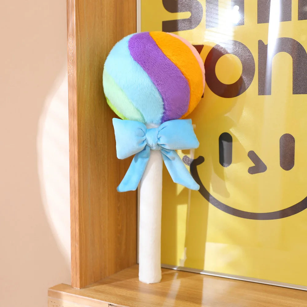 Lolly the Colorful Rainbow Lollipop Candy Plush Pillow