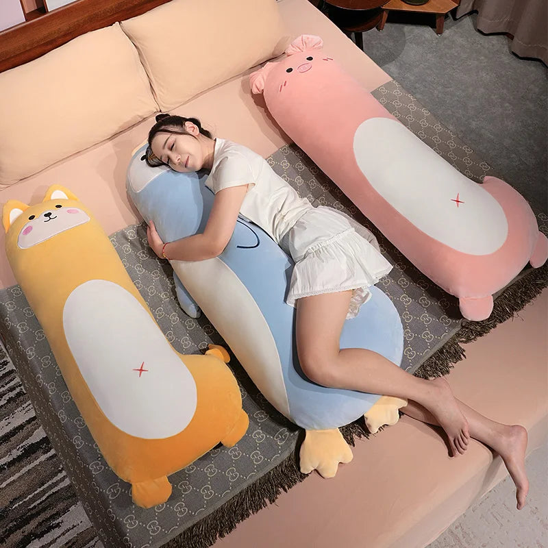 Long Kawaii Sleeping Penguin Pig Animal Snuggle Plush Pillow
