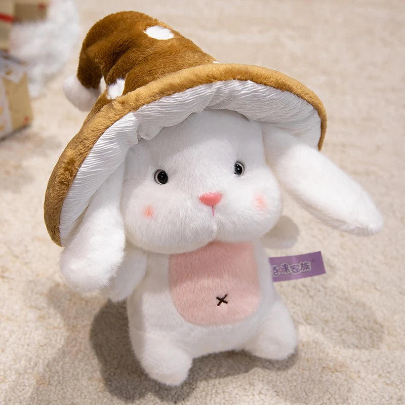 Bunny the Kawaii Rabbit with Mushroom Hat Snuggle Pillow