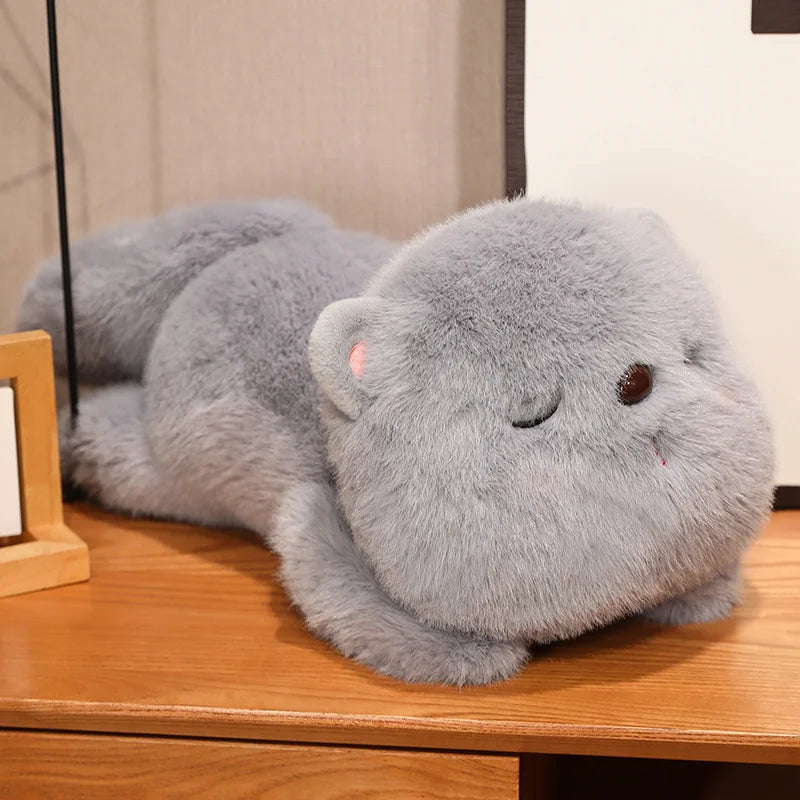 Luna the Long Lying Soft White Cat Plush Pillow