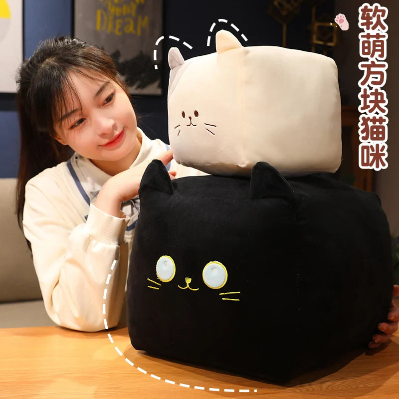 Shadow the Kawaii Square Black Cat Nap Pillow
