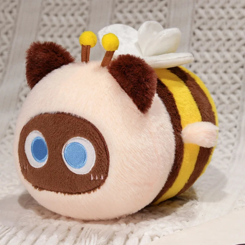Fluffy Cat Bee Kawaii Kitten Snuggle Plush Pillow