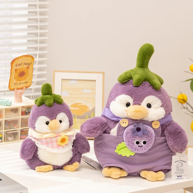 Chonky Eggplant Kawaii Penguin Snuggle Plushie