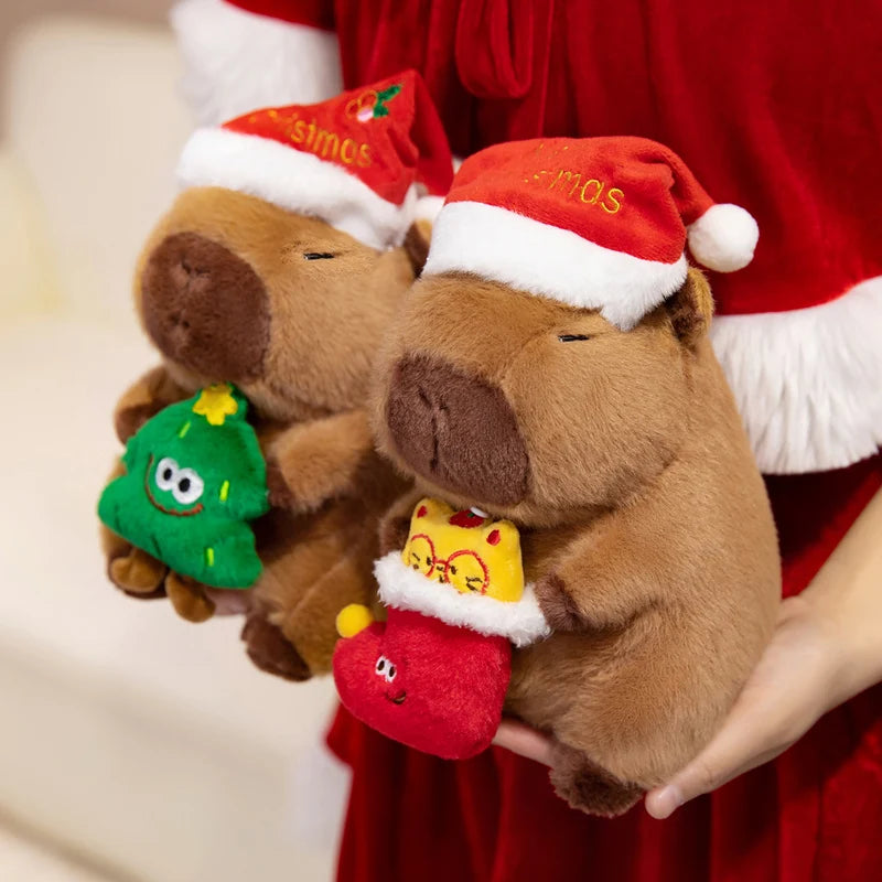 Capy the Santa Hat Christmas Tree Capybara Snuggle Plushie