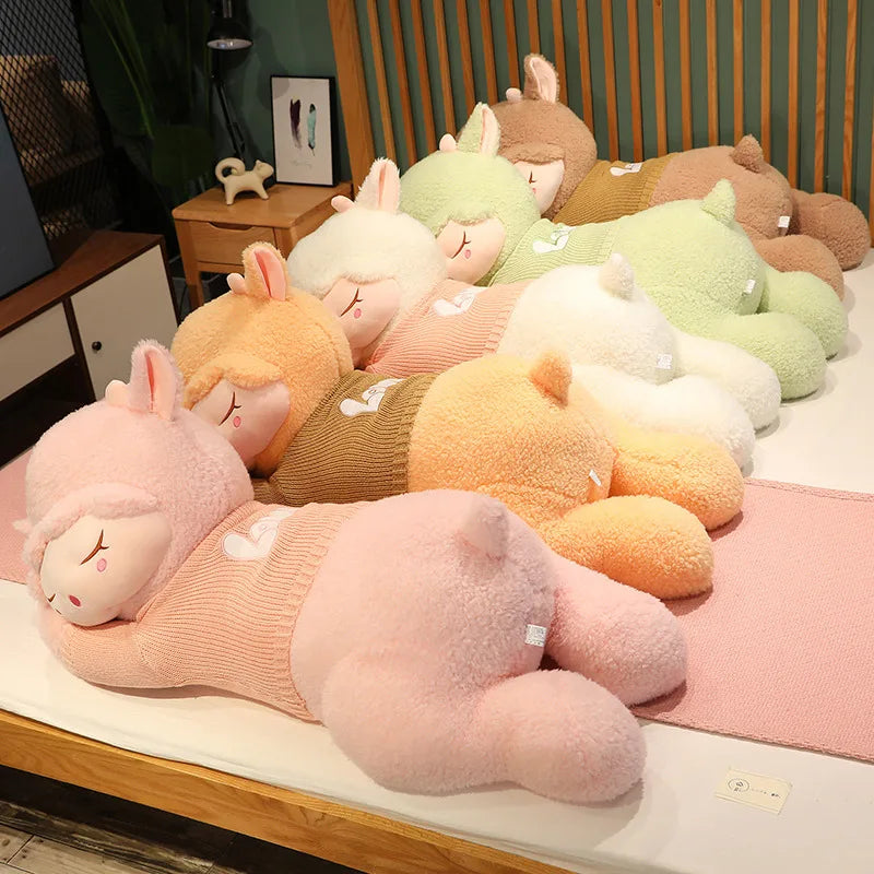 Fluffy Sleepy Kawaii Alpaca Sheep Snuggle Plush Pillow