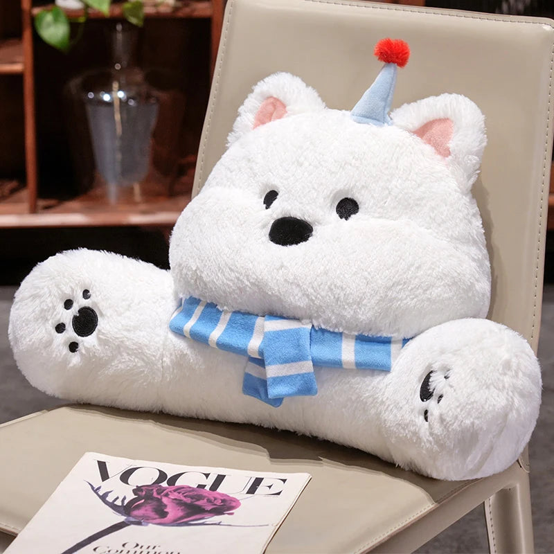 Fluffy Westie Dog Kawaii Backrest Snuggle Pillow