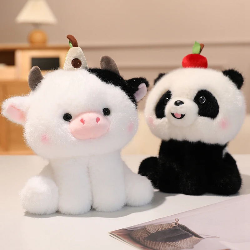 Chubby Sitting Kawaii Panda Bear Cow Snuggle Plushie