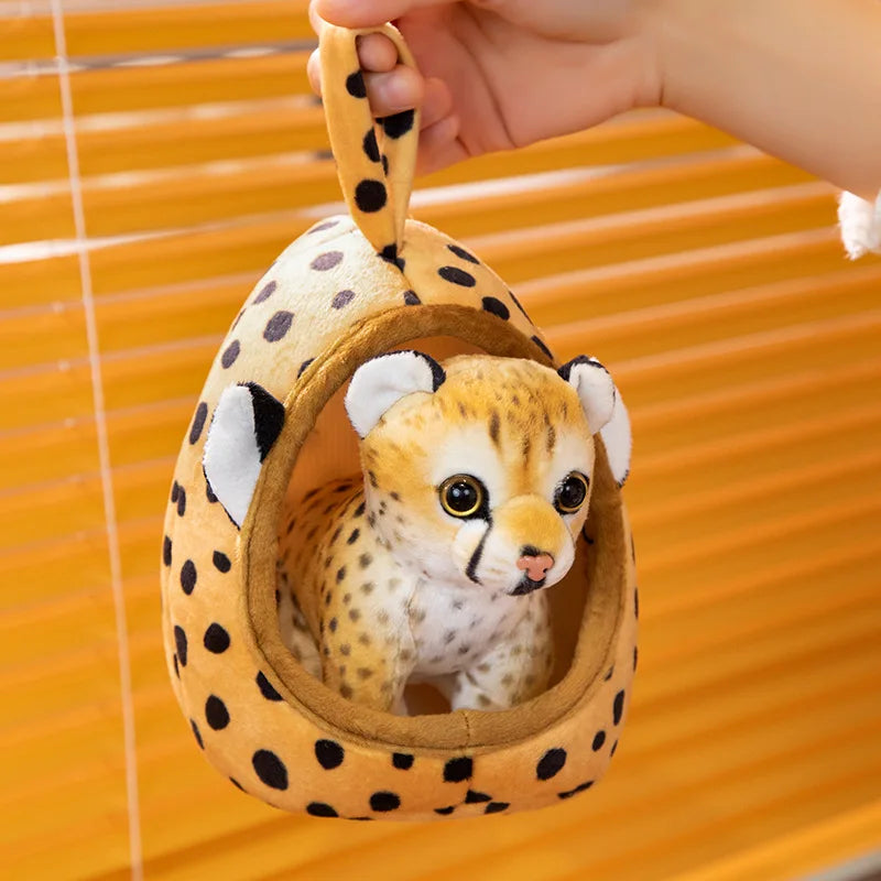 Lifelike Tiger Lion Giraffe Forest Nest House Plushie Set