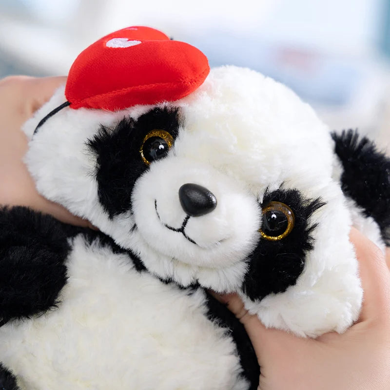 Bamboo the Kawaii Panda with Rose Heart Plush Pillow