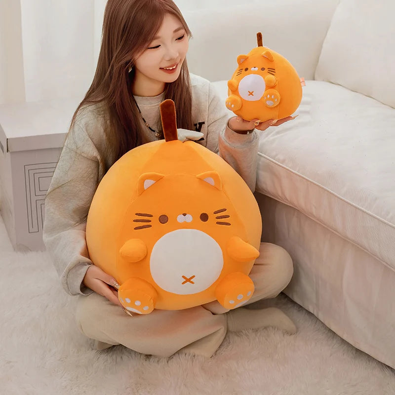 Donut the Chubby Orange Cat Kawaii Fruit Plush Pillow
