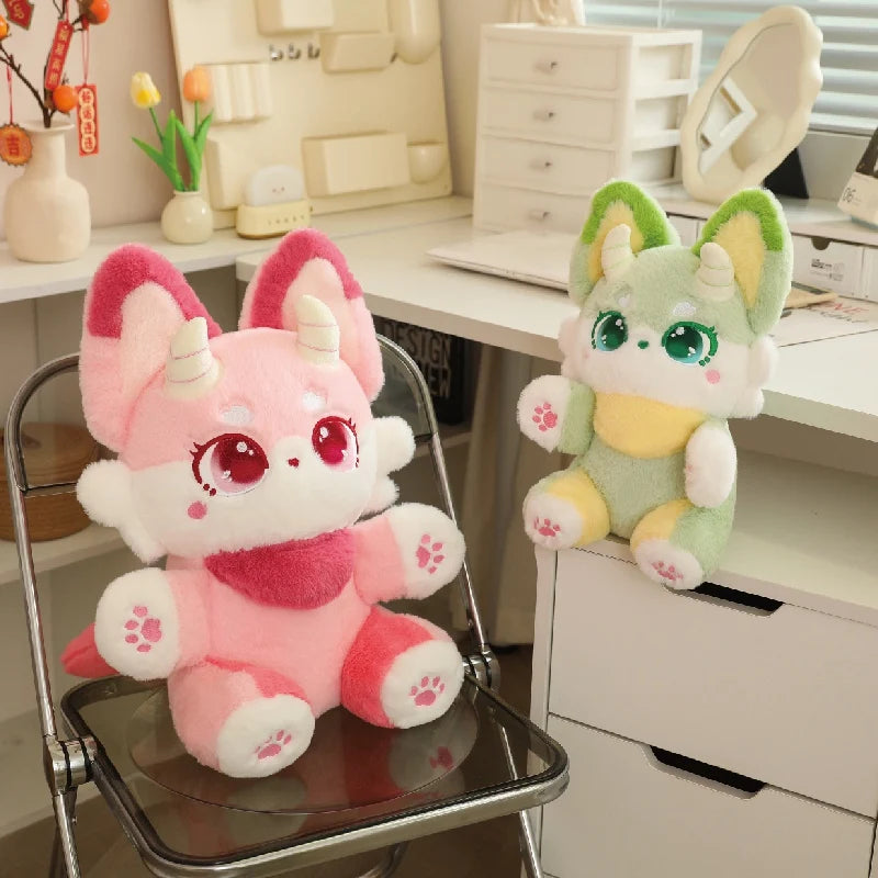 Phantom the Kawaii Stuffed Fox Sleeping Snuggle Plush Pillow