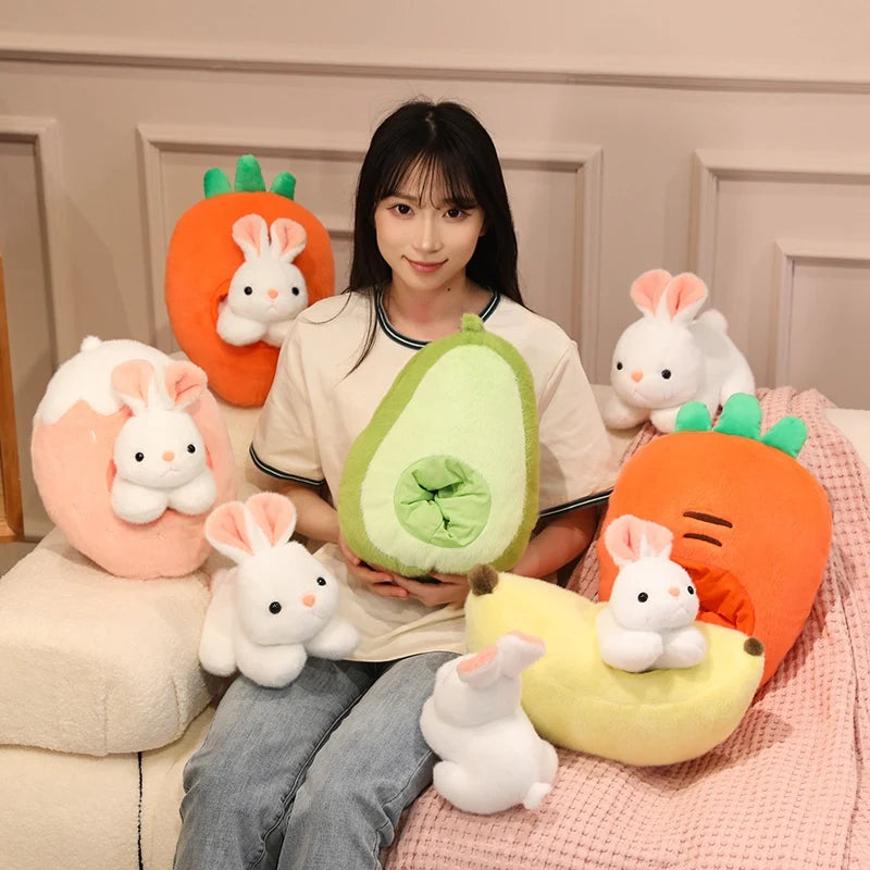 Bunny the Kawaii Avocado Carrot Fruit Nest Snuggle Plushie