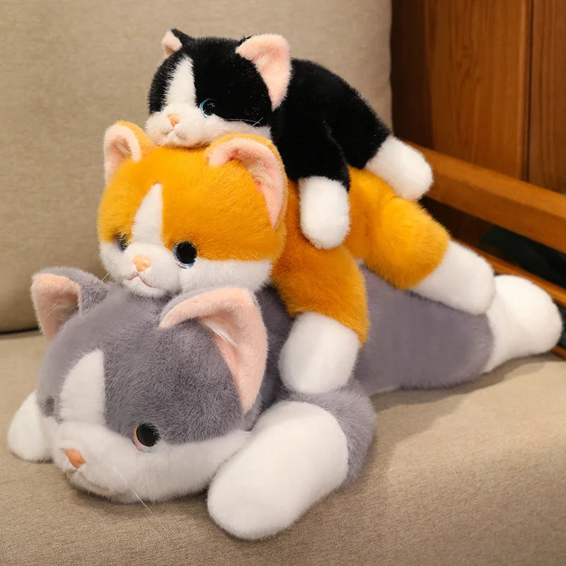 Lifelike Fluffy Lying Kawaii Cat Simulation Snuggle Plushie